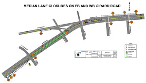 Detailed plan for traffic control system during lane closure.